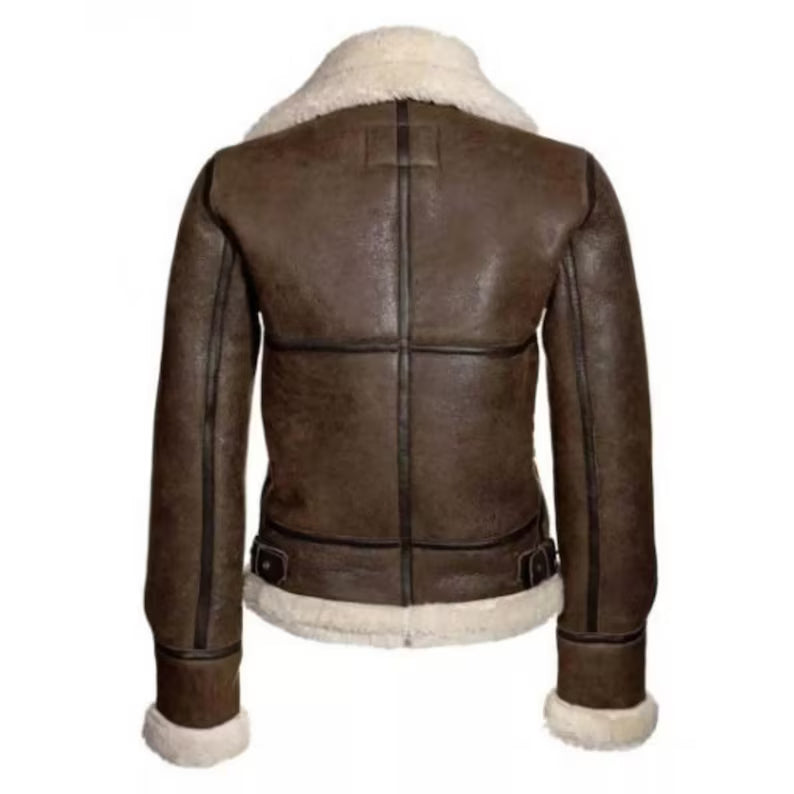 Women's Classic Dark Brown Shearling B3 Bomber Aviator Jacket