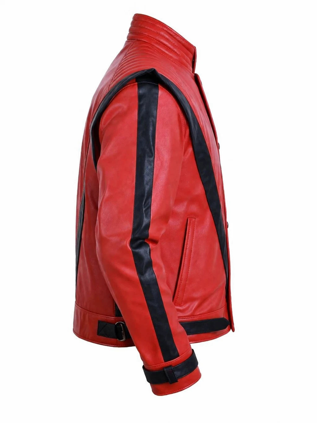 Michael Jackson Inspired Thriller Style Red Leather Jacket Men Biker Costume