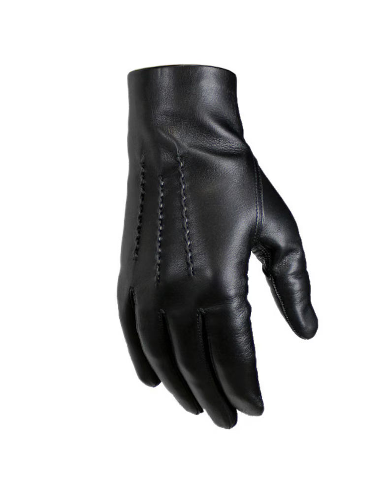 Men's Classic Brown Leather Driving Gloves with Snap Closure