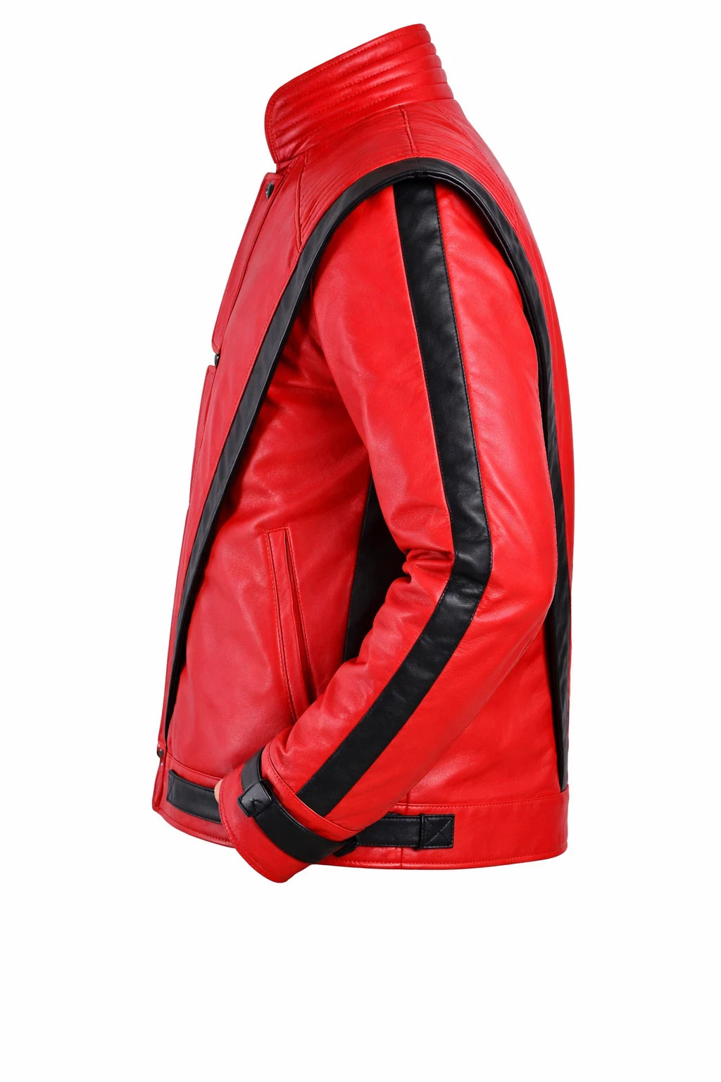 Michael Jackson Inspired Thriller Style Red Leather Jacket Men Biker Costume