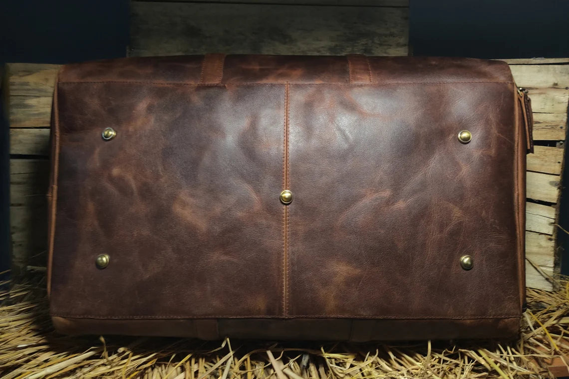 Leather Duffle Bag Men, Weekender Bag with Shoe Compartment, Genuine Leather Travel Bag, Overnight Bag, Carry On Luggage