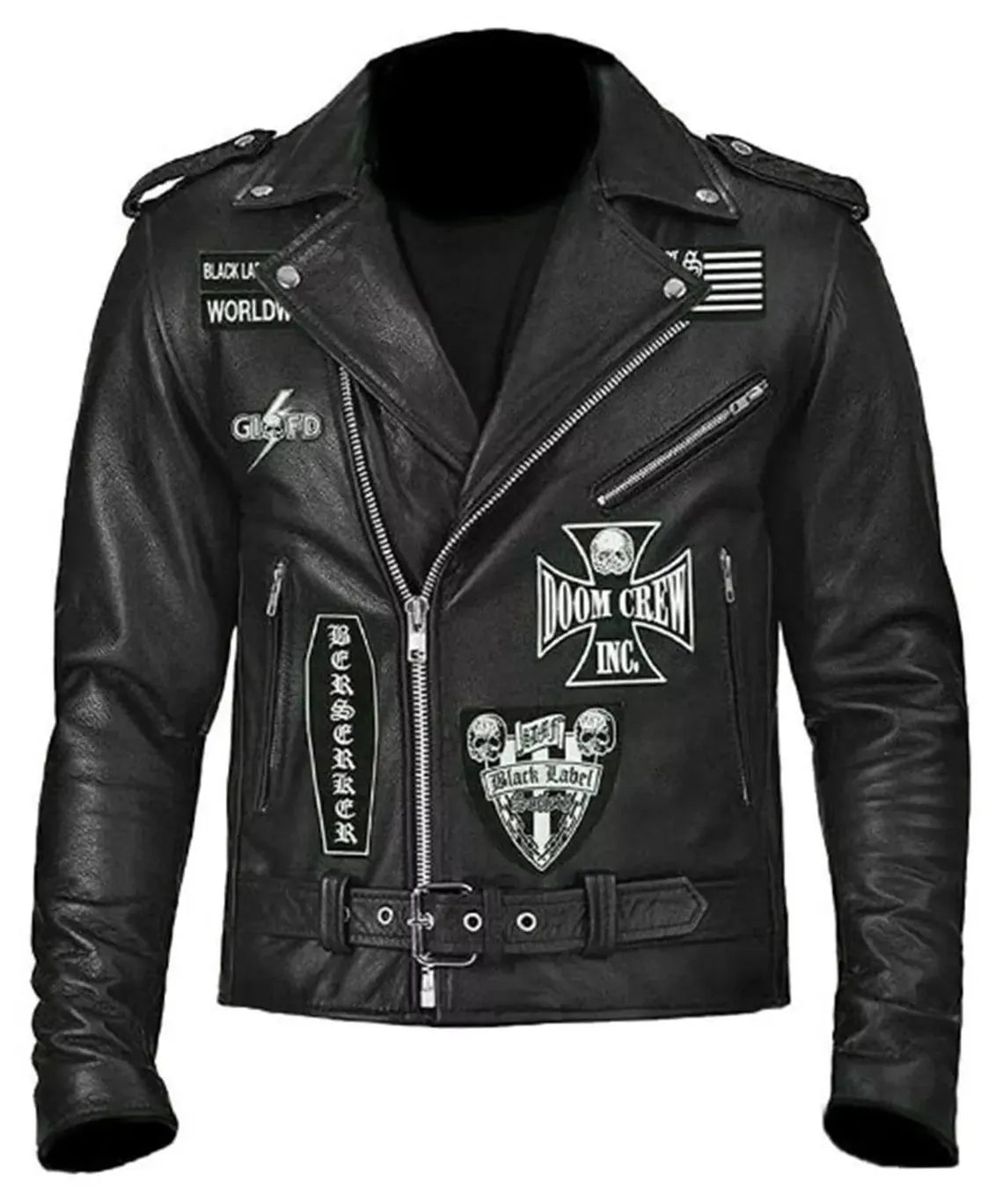 BLS Zakk Wylde Label Society Men's Motorcycle Halloween Genuine Leather Jacket