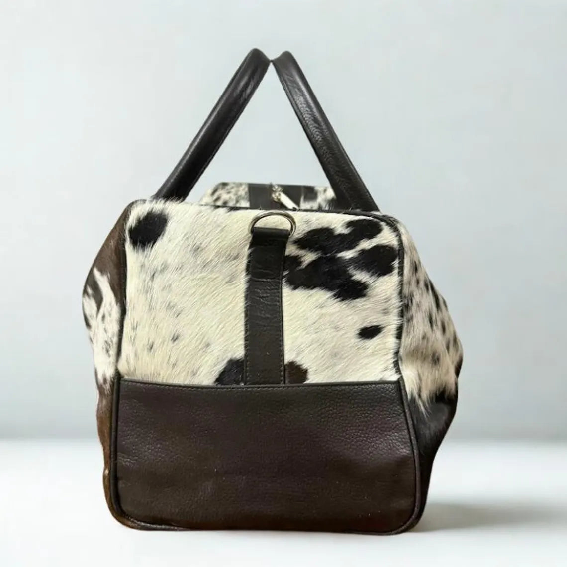 Handmade Hair-On Cowhide Duffle Bag: Leather Weekender Travel Bag