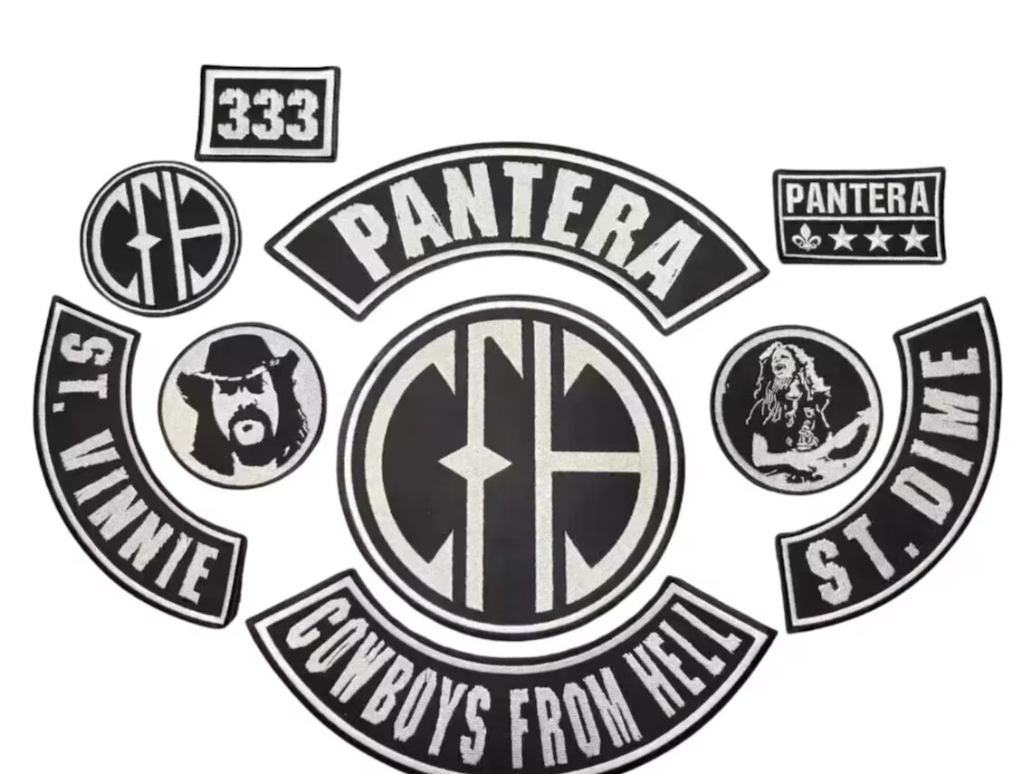 Pantera Patch Set | Cowboys From Hell Embroidered Patch Collection | St. Vinnie & St. Dime Rocker Patches | Heavy Metal Biker Vest Patch Set
