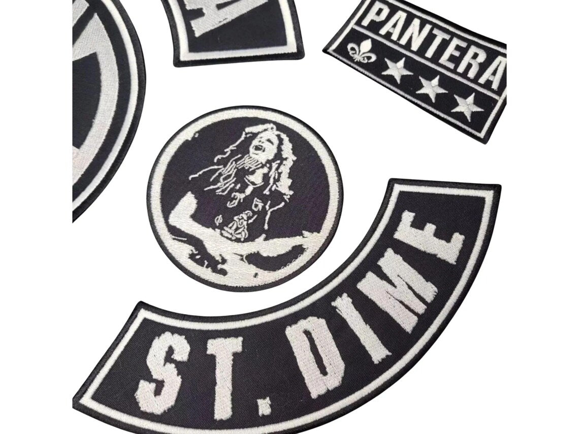 Pantera Patch Set | Cowboys From Hell Embroidered Patch Collection | St. Vinnie & St. Dime Rocker Patches | Heavy Metal Biker Vest Patch Set
