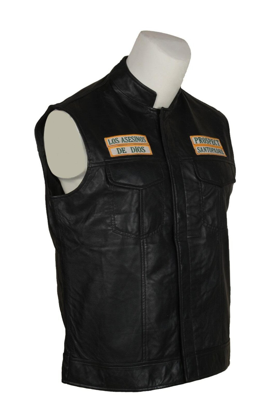 Mayans M.C Leather Vest – Southern Cali Biker Club Style Waistcoat with Back Patch Men’s Motorcycle Outlaw Gear Rider Club Apparel