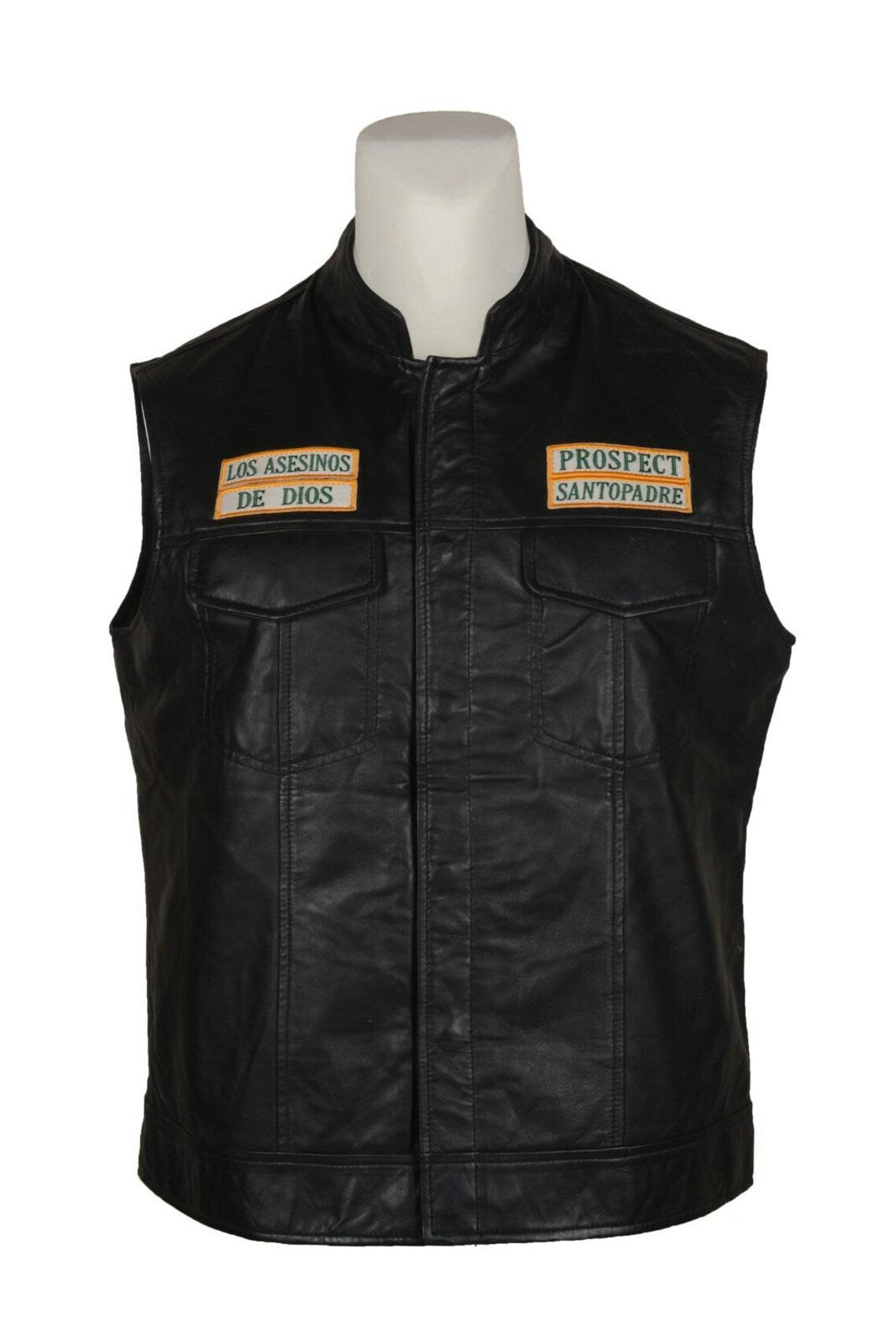 Mayans M.C Leather Vest – Southern Cali Biker Club Style Waistcoat with Back Patch Men’s Motorcycle Outlaw Gear Rider Club Apparel