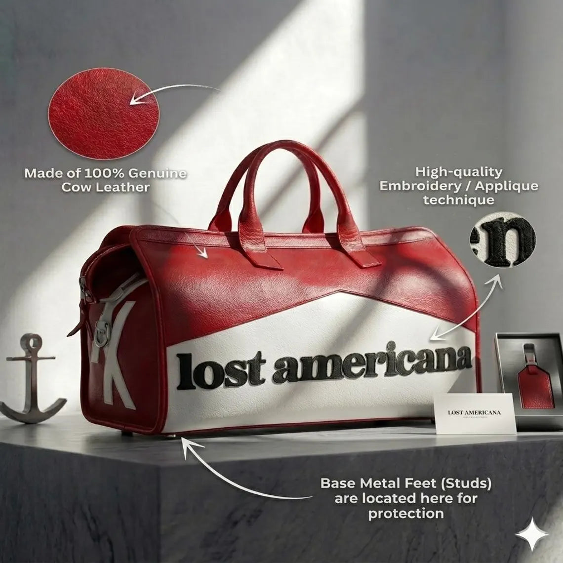 Lost Americana Duffle Bag - Handcrafted Real Cow Leather MGK World Tour Travel Gym Weekender LeatherVisionStudio 4.5 out of 5 stars  Local seller