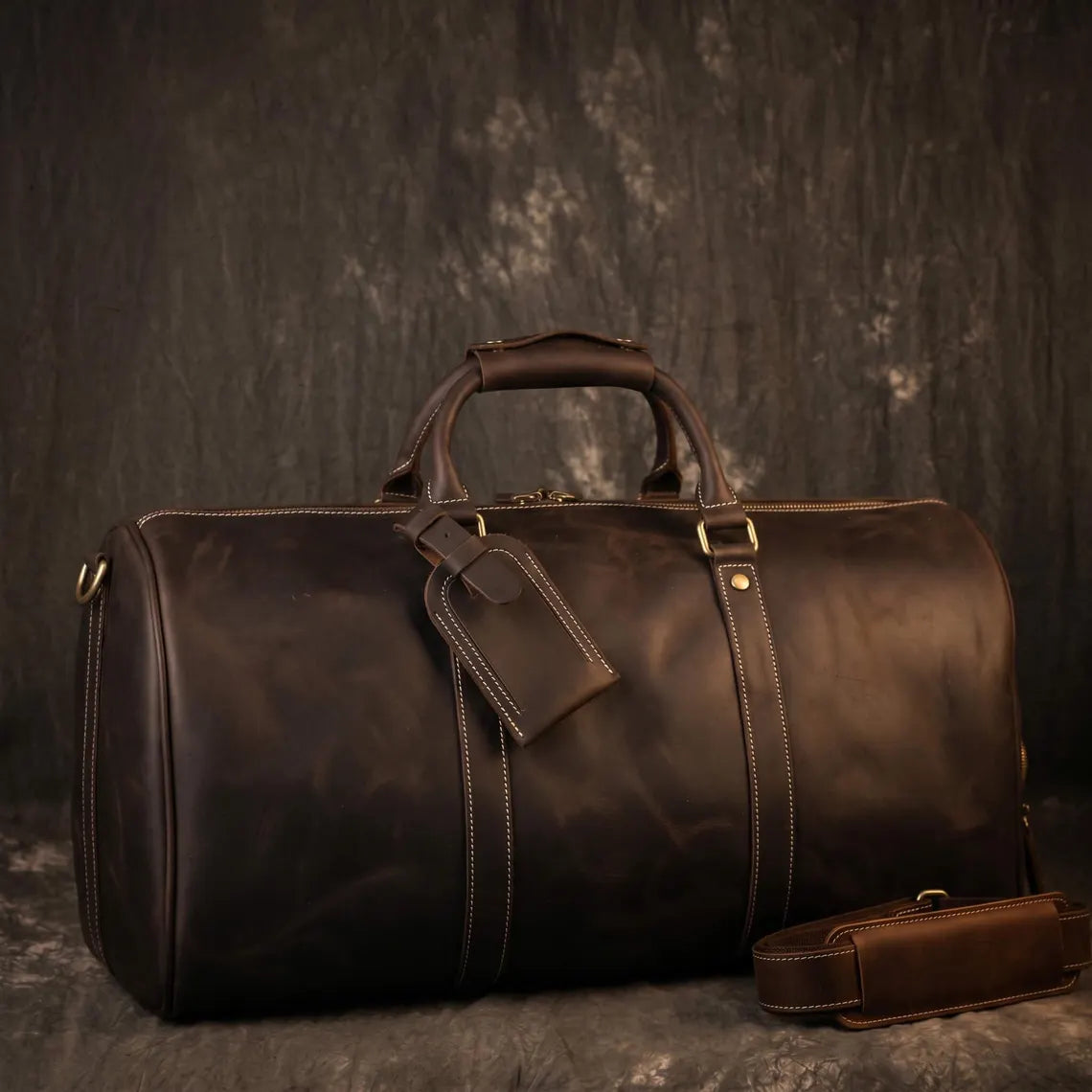 Leather Duffle Bag Men, Weekender Bag with Shoe Compartment, Genuine Leather Travel Bag, Overnight Bag, Carry On Luggage