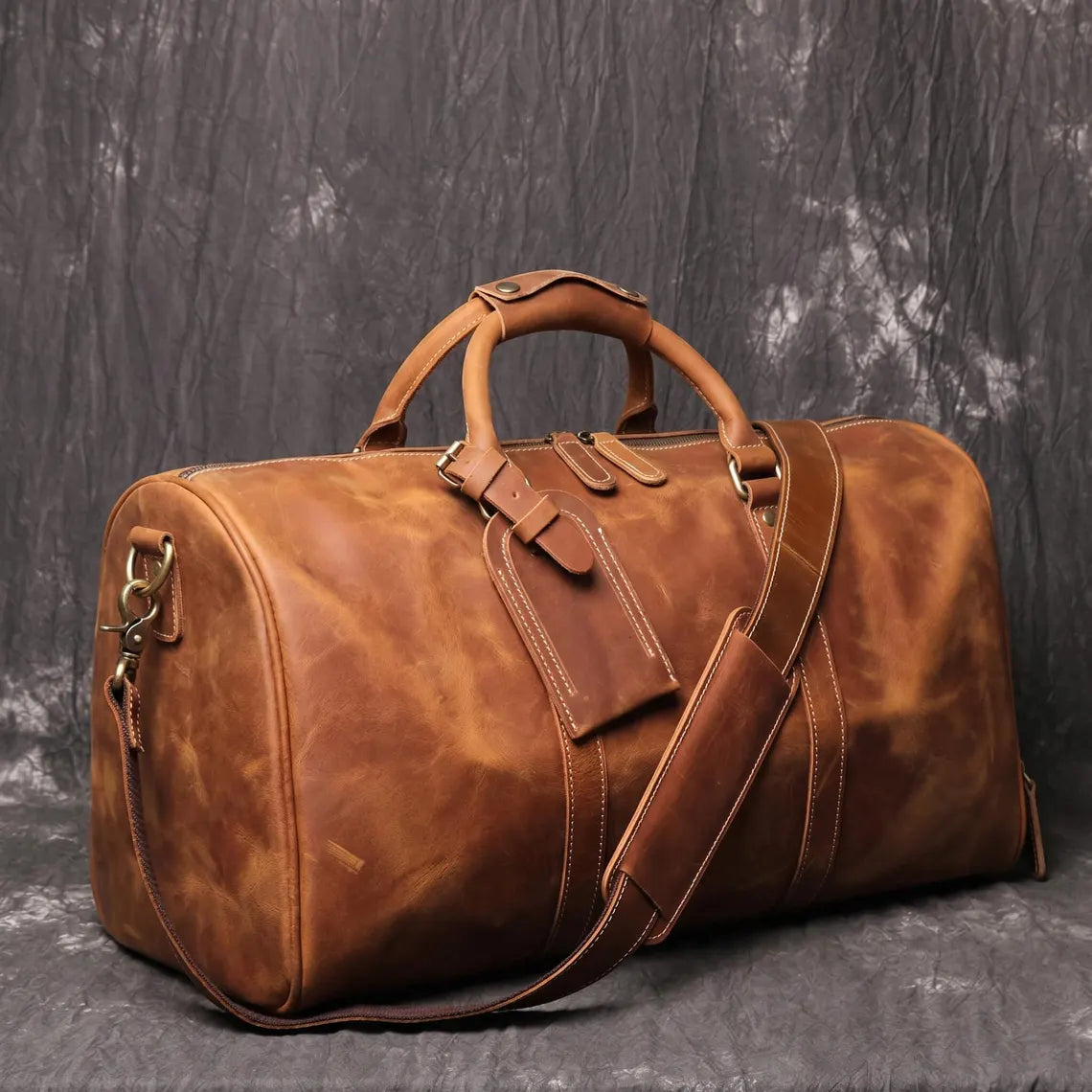 Leather Duffle Bag Men, Weekender Bag with Shoe Compartment, Genuine Leather Travel Bag, Overnight Bag, Carry On Luggage