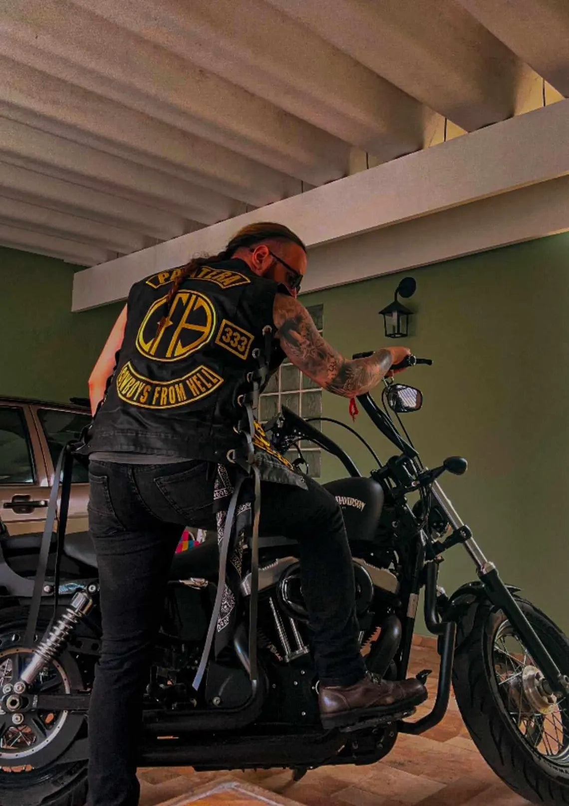 Pantera Cowboys From Hell Leather Biker Vest | Black Motorcycle Club Style Vest Rock Metal Patch Vest Zakk Wylde Inspired Custom Biker Vest
