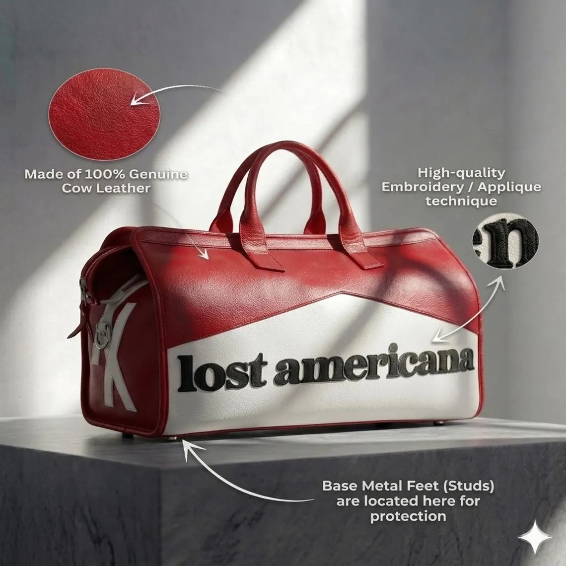 Lost Americana Duffle Bag - Handcrafted Real Cow Leather MGK World Tour Travel Gym Weekender LeatherVisionStudio 4.5 out of 5 stars  Local seller