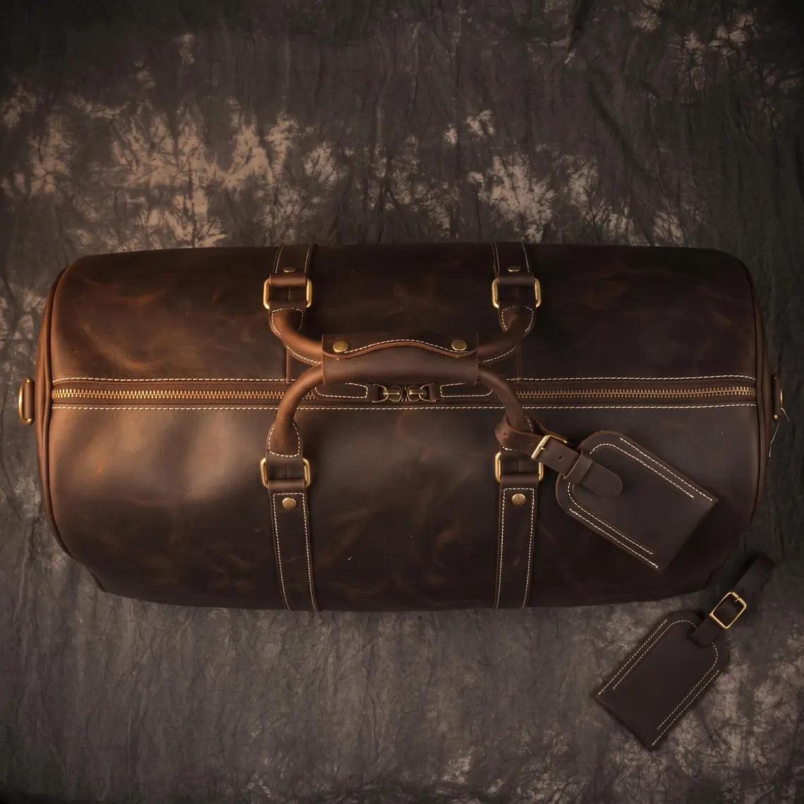 Leather Duffle Bag Men, Weekender Bag with Shoe Compartment, Genuine Leather Travel Bag, Overnight Bag, Carry On Luggage