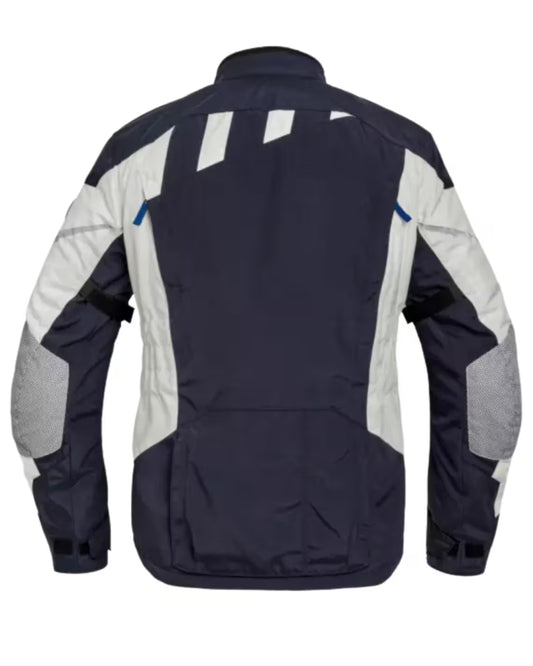 Men's Waterproof Textile Motorcycle Jacket - Navy, Grey, and Black All-Season Riding Gear with Armor Pockets