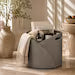 Modern Faux Leather Storage Basket with Handles & Slanted Design – Versatile Organizer for Throw Blankets, Magazines, and Living Room Decor
