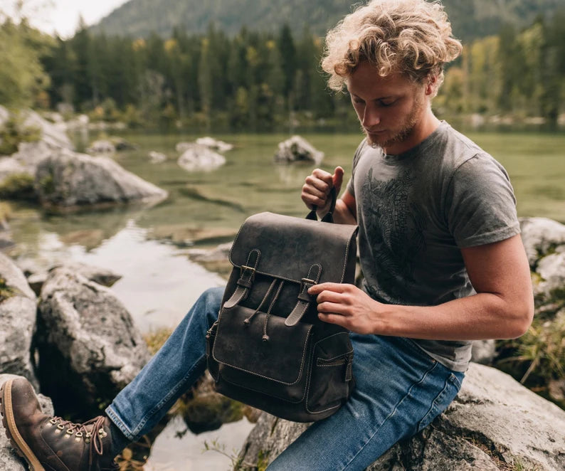 Handcrafted Top Grain Leather Backpack, Weather-Resistant Hiking, Women & Men Purse, Unisex, Vintage Laptop Valley Backpack MegaGearCustom      5 out of 5 stars