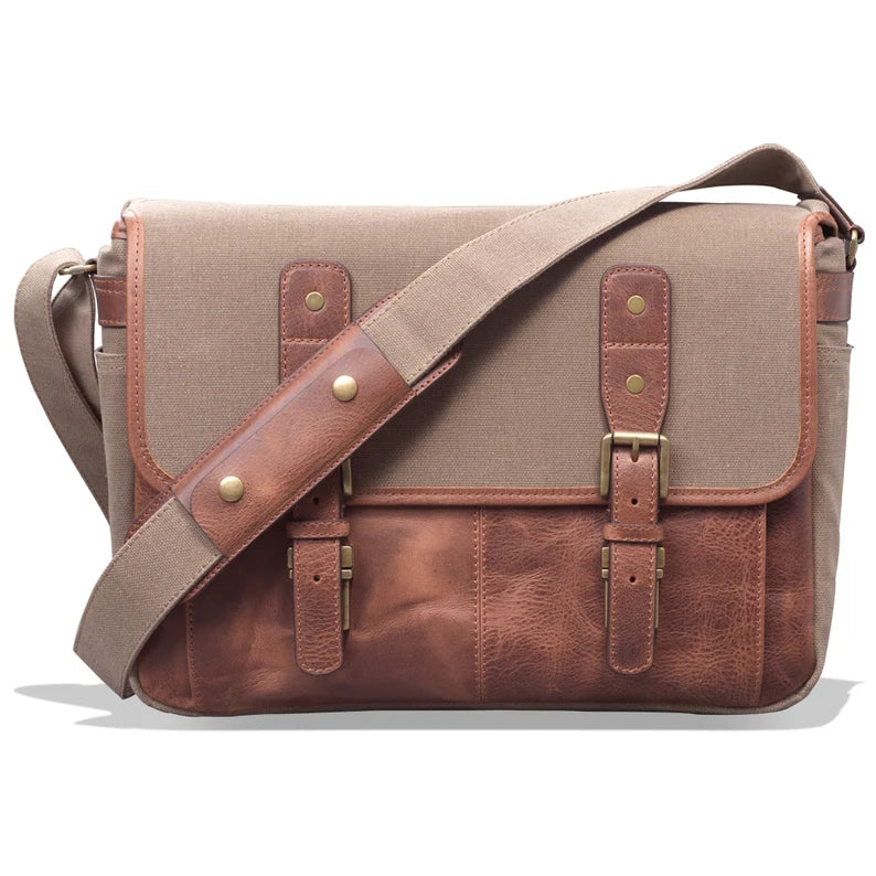 Leather Canvas Laptop Bag - Vintage Messenger Briefcase for Men Women - Camera, Business, Travel - Torres Pro MegaGearCustom      5 out of 5 stars