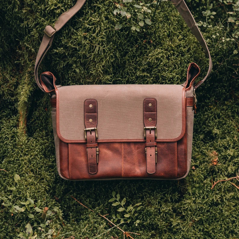 Leather Canvas Laptop Bag - Vintage Messenger Briefcase for Men Women - Camera, Business, Travel - Torres Pro MegaGearCustom      5 out of 5 stars