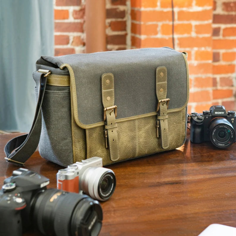 Leather Canvas Laptop Bag - Vintage Messenger Briefcase for Men Women - Camera, Business, Travel - Torres Pro MegaGearCustom      5 out of 5 stars