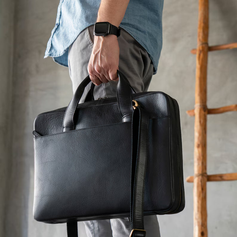 Personalized Top Grain Leather Travel 16” Laptop Bag Briefcase Satchel Portfolio Notebook Tablet Messenger Bag MegaGearCustom      5 out of 5 stars