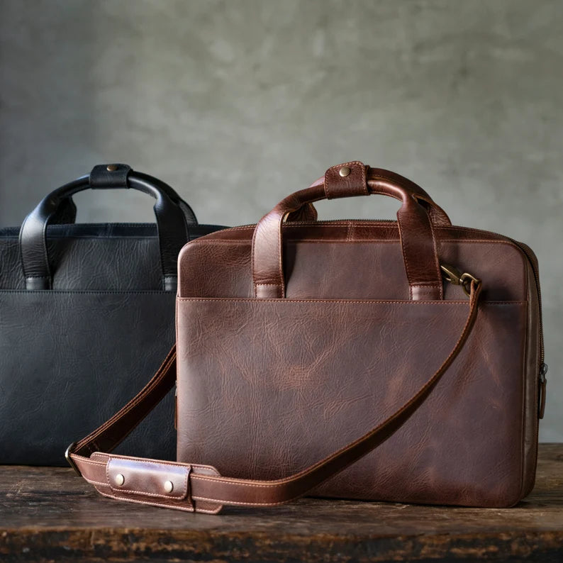 Personalized Top Grain Leather Travel 16” Laptop Bag Briefcase Satchel Portfolio Notebook Tablet Messenger Bag MegaGearCustom      5 out of 5 stars