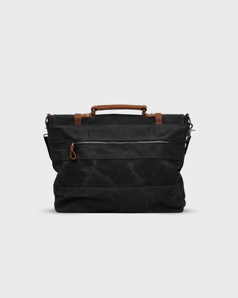 Canvas Messenger Bag | Vintage Satchel | Water Resistant | Gift for Him | Work Laptop Bag | Commuter Bag | Waxed Canvas | 16" Laptop Pocket