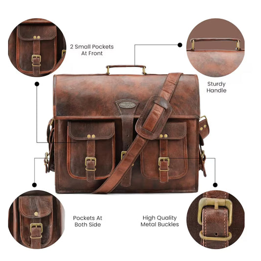 Personalized Leather Messenger Bag: Vintage Brown Crossbody Laptop Briefcase TajhandicraftGifts 5 out of 5 stars