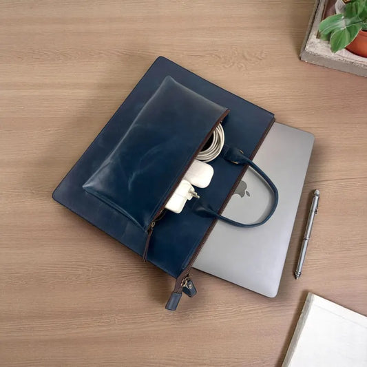Personalized Leather briefcase laptop messenger bag leather satchel MacBook sleeve for 13 14 15 16 inches Mac Air pro M1 M2 M3 M4 office bag