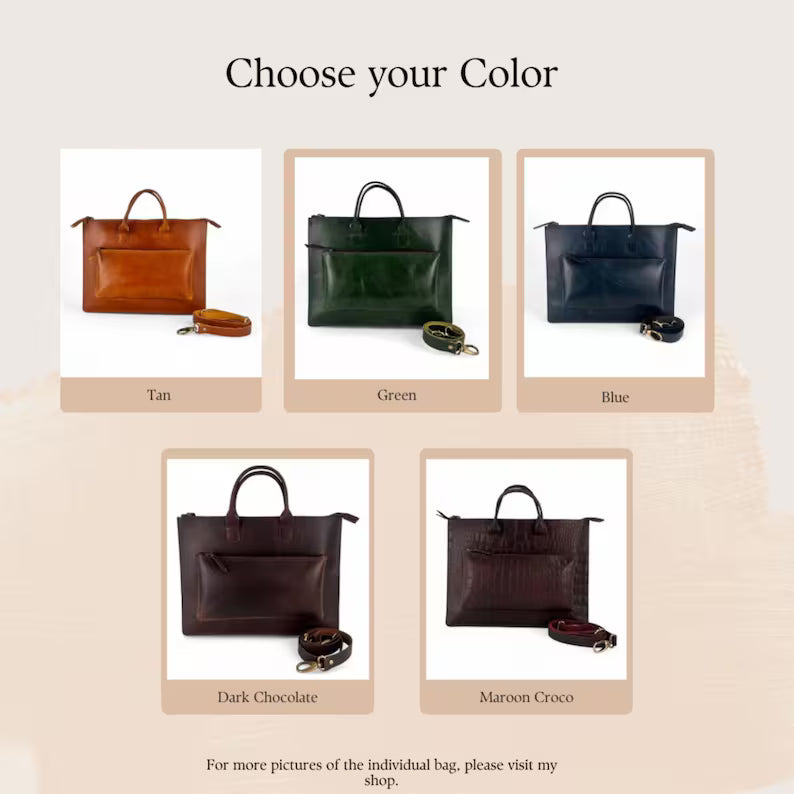 Personalized Leather briefcase laptop messenger bag leather satchel MacBook sleeve for 13 14 15 16 inches Mac Air pro M1 M2 M3 M4 office bag