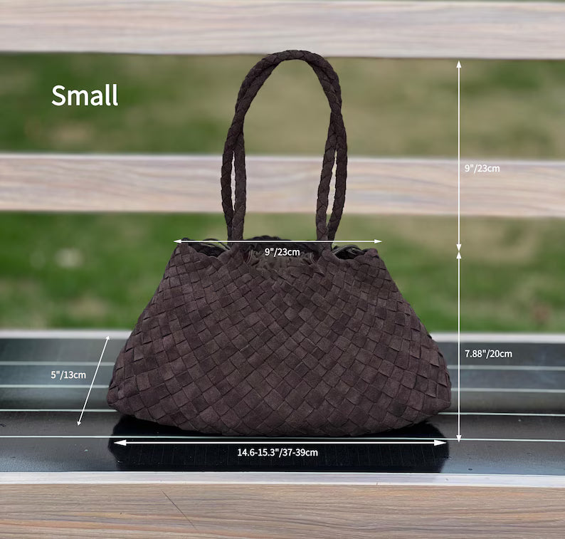 Mila Coffee suede hand-woven bag, Soft Leather bag ,leather tote bag Bohemian style,Gift for her，Gift for yourself BellaStilo 5 out of 5 stars