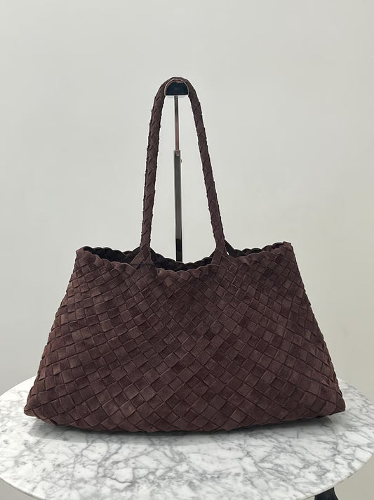 Mila Coffee suede hand-woven bag, Soft Leather bag ,leather tote bag Bohemian style,Gift for her，Gift for yourself BellaStilo 5 out of 5 stars