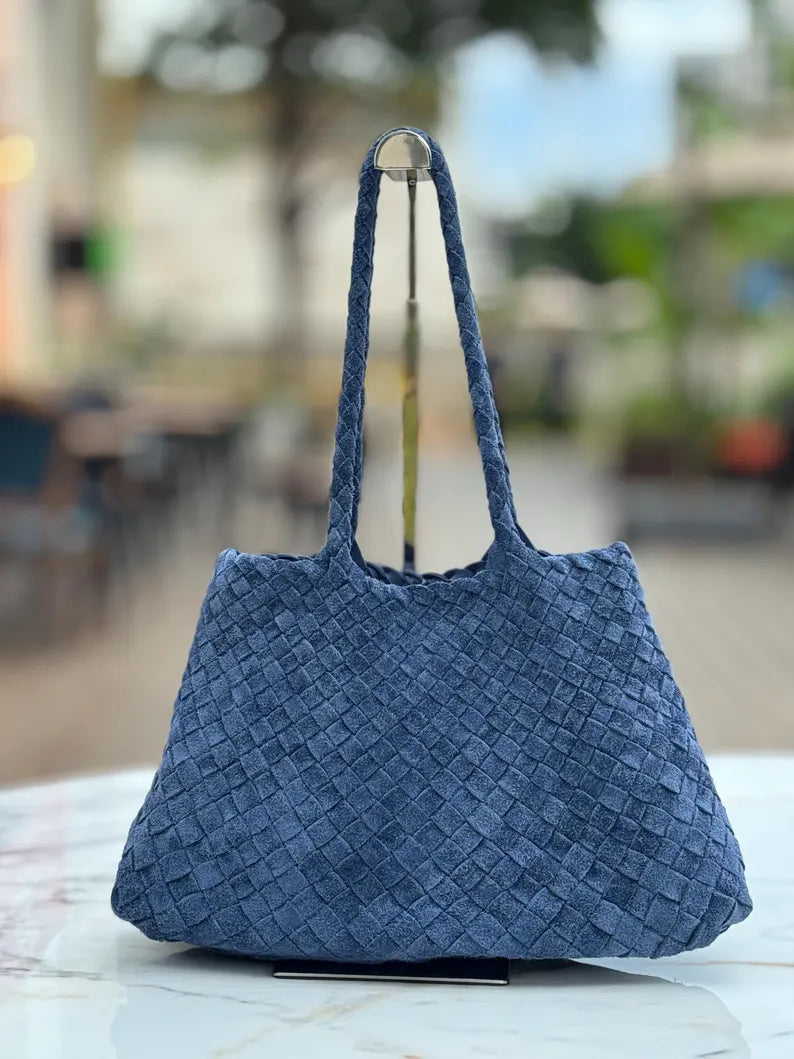 Mila Coffee suede hand-woven bag, Soft Leather bag ,leather tote bag Bohemian style,Gift for her，Gift for yourself BellaStilo 5 out of 5 stars