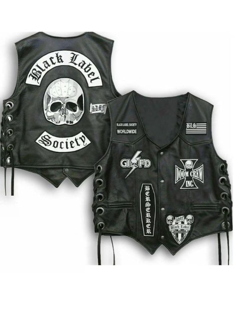 Men’s Black Label Society Leather Vest: Zakk Wylde Bls Vest