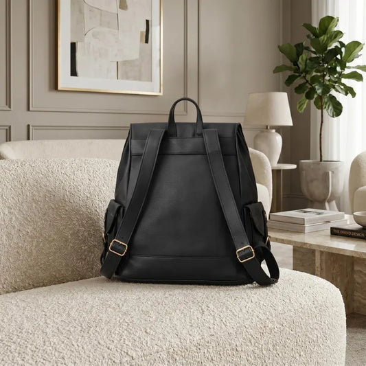 Black Cowhide Leather Backpack Handmade, Genuine Leather Casual Backpack Laptop Backpack, Soft Leather Travel Backpack Unisex Everyday Bag