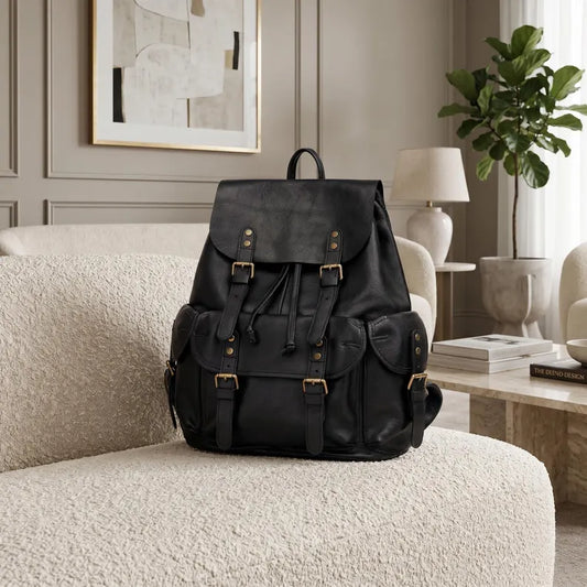 Black Cowhide Leather Backpack Handmade, Genuine Leather Casual Backpack Laptop Backpack, Soft Leather Travel Backpack Unisex Everyday Bag