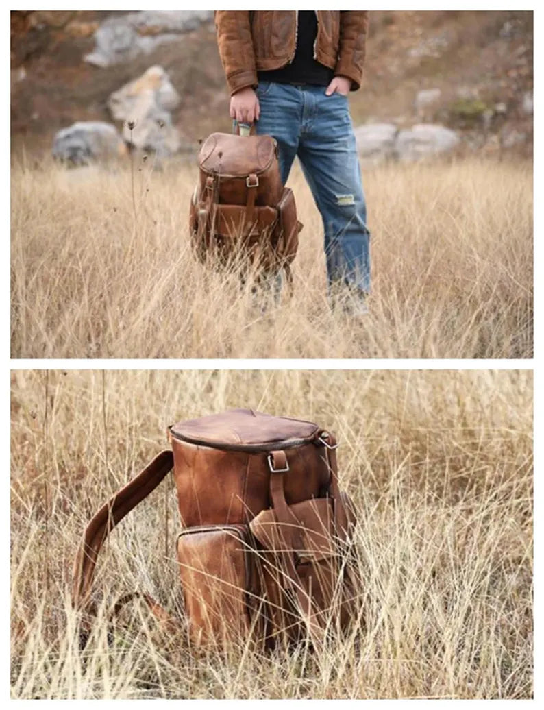 Distressed Leather Backpack, Mens Leather Backpack, Leather Rucksack, Travel Backpack, Oversized Backpack, Unisex Backpack, Weekend Holdall