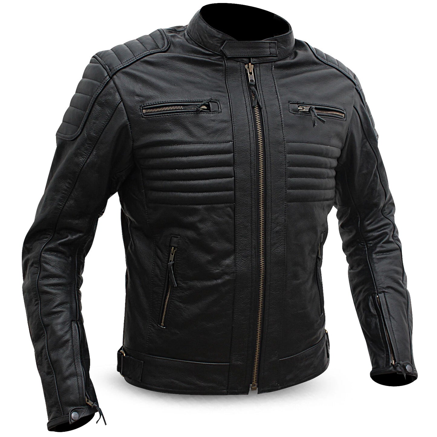 Motorcycle Leather Jacket Motorbike Genuine Black Biker With CE Armour Black Gift for mens