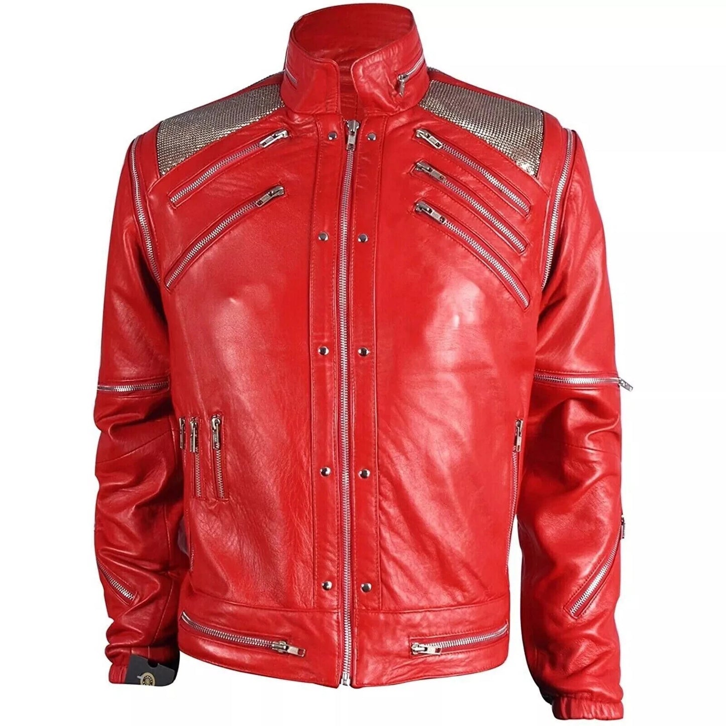 Men's Michael Jackson Beat it ''MJ Beat it' Real Cow  Leather Jacket with real mesh.