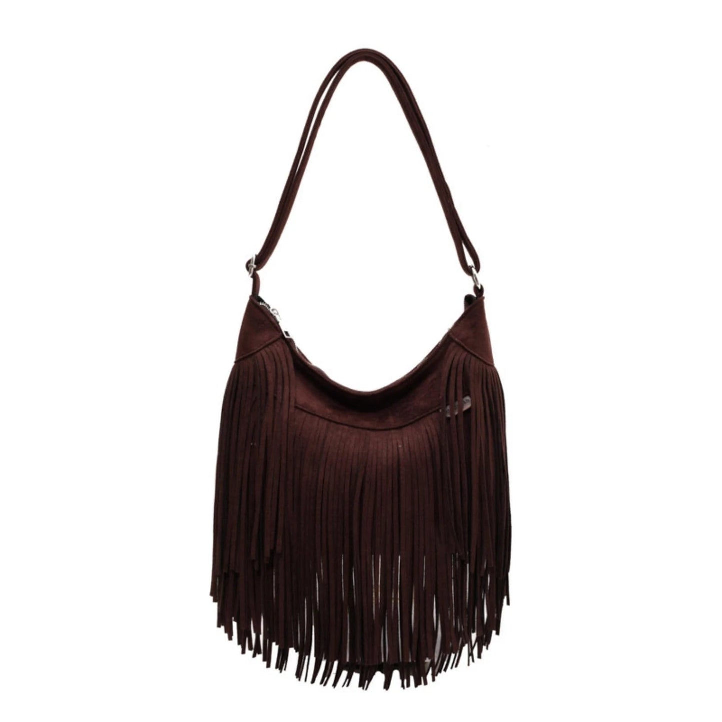 Women Vintage Suede Fringe Hobo Bag Tote Shoulder Bag Crossbody Bag and Hippi...