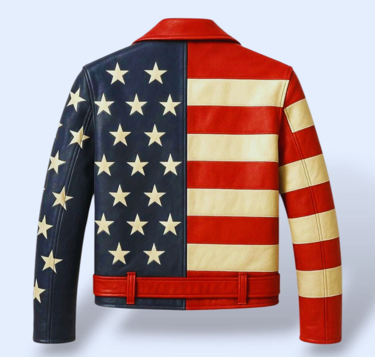American Flag Leather Biker Jacket for Men – Bold Moto Jacket with Stars & Strip