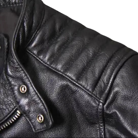 Café Racer Men's Biker Motorcycle Black Leather Jacket Genuine Leather
