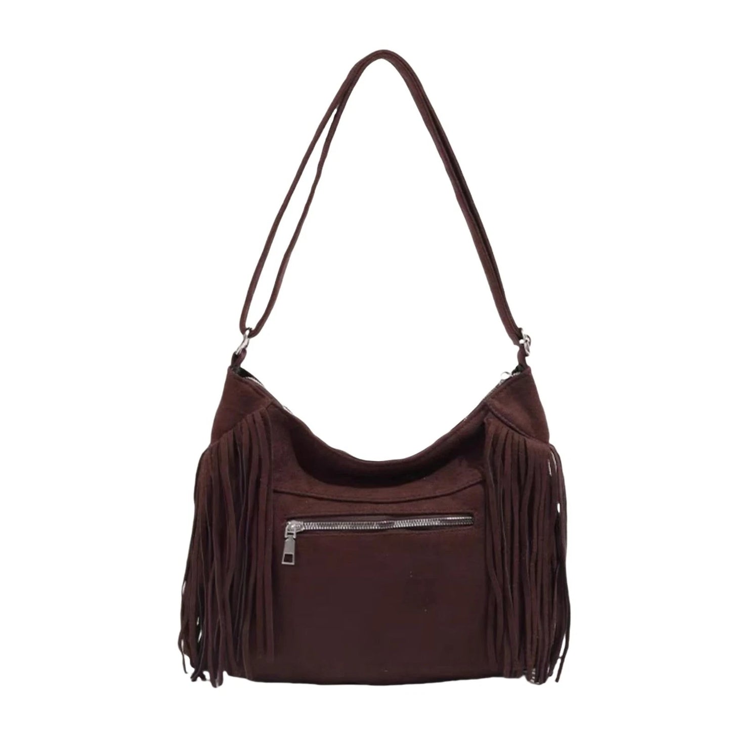 Women Vintage Suede Fringe Hobo Bag Tote Shoulder Bag Crossbody Bag and Hippi...