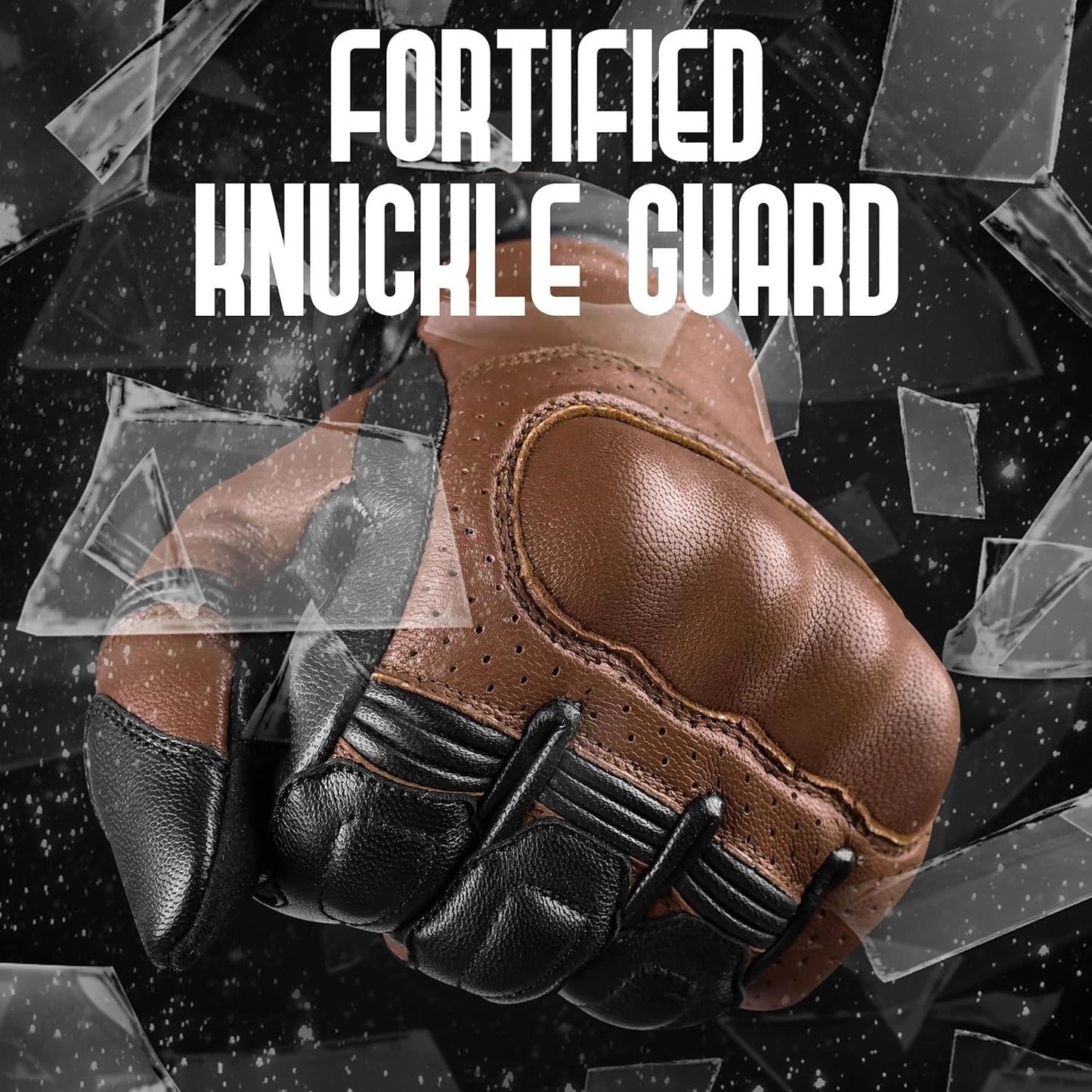 Leather Motorcycle Motorbike Knuckle Protection Powersports Gloves for unisex