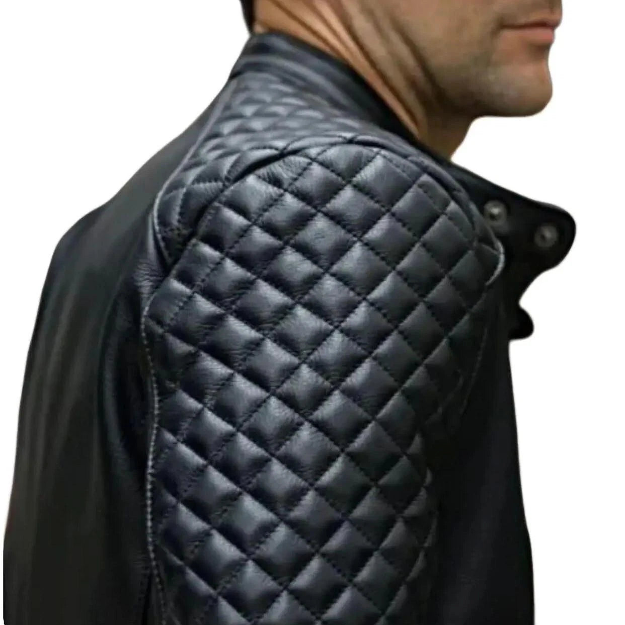 Cafe Racer Style Men's Motorcycle Biker Leather Jacket Cow skin Black Jacket