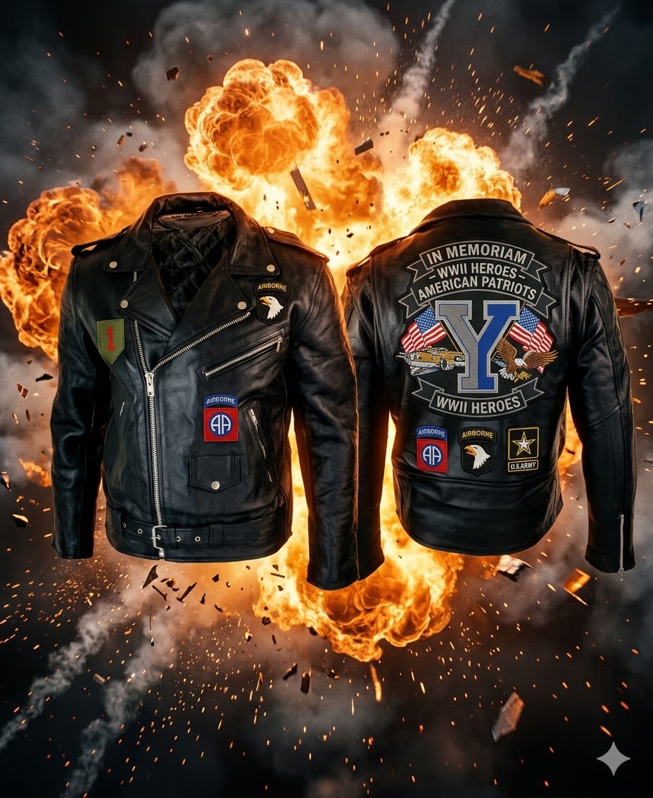 "In Memoriam: A Tribute to World War II Heroes Leather Jacket" - a jacket that tells a story and honors bravery