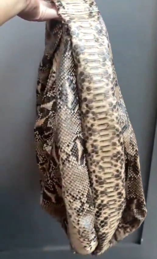 Beige Python Leather Big Hobo Bag: Luxury Snakeskin Shoulder BagHandmade luxury big soft hobo bag