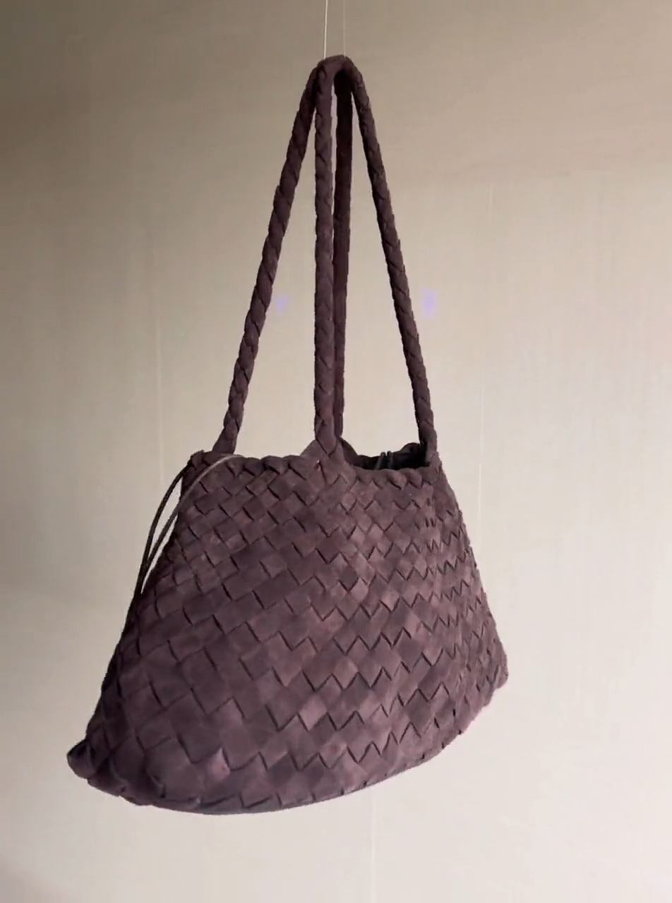 Mila Coffee suede hand-woven bag, Soft Leather bag ,leather tote bag Bohemian style,Gift for her，Gift for yourself BellaStilo 5 out of 5 stars